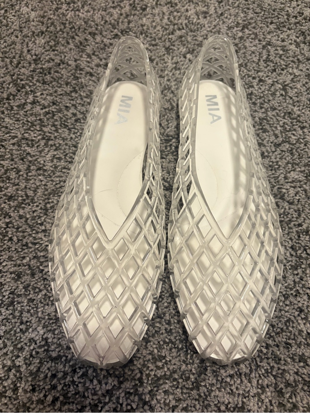 MIA Clear Jelly Pointed-Toe Flats - Transparent size 8